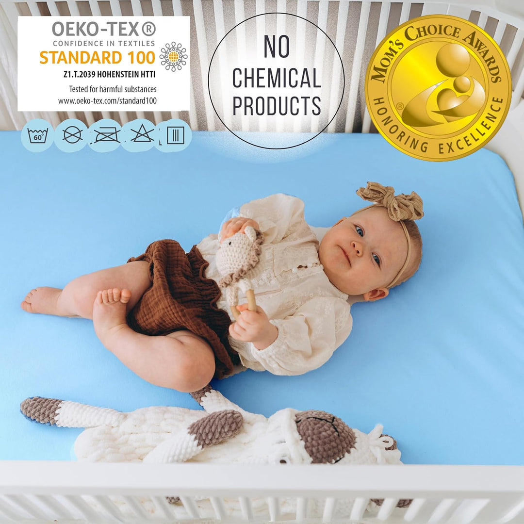 Bisoo Spannbettlaken 90x40 für Kinderwagen Beistellbett Babywiege - 2in1 Matratzenschoner 40x90 Baby