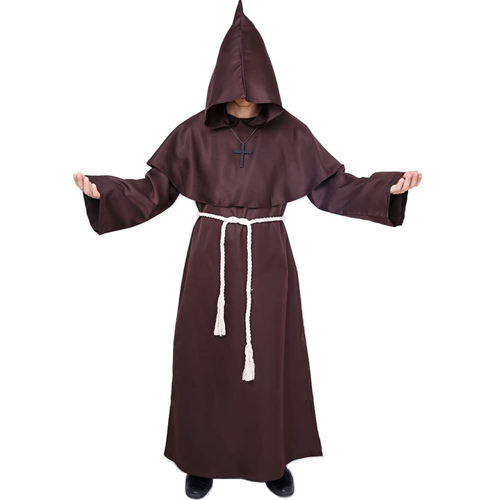 Myir JUN Mönch Robe Kostüm Mönch Priester Gewand Halloween Kostüm mit Kapuze Mittelalterliche Kapuze