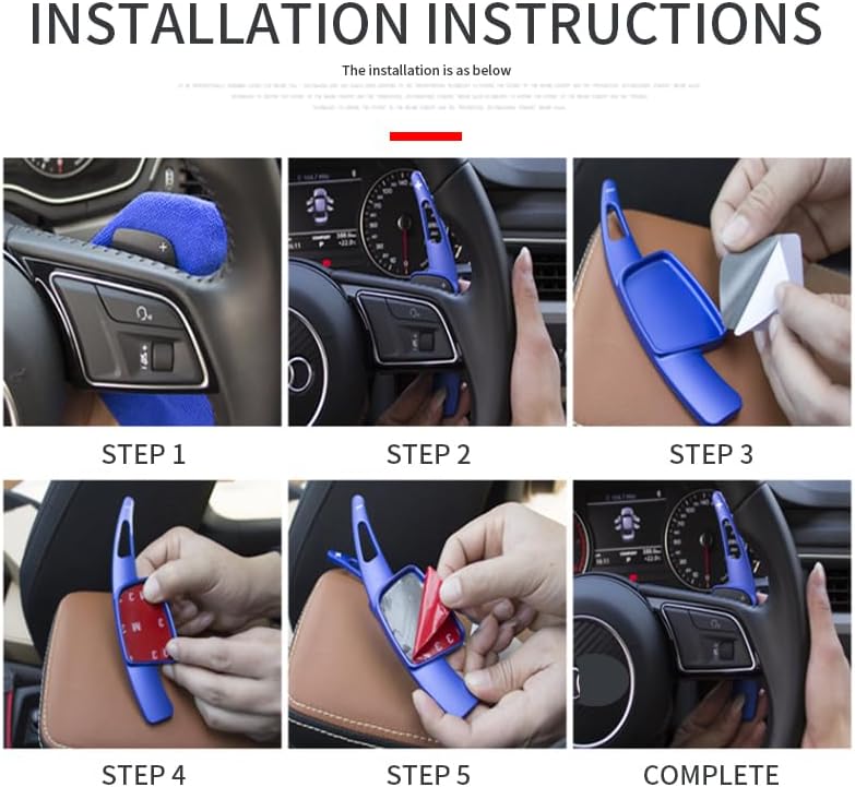 HIBEYO 2 Stücke Schaltwippen Verlängerung Shift Paddle Alu Rot für VW Golf 6 Passat cc Golf 5 MK5 MK