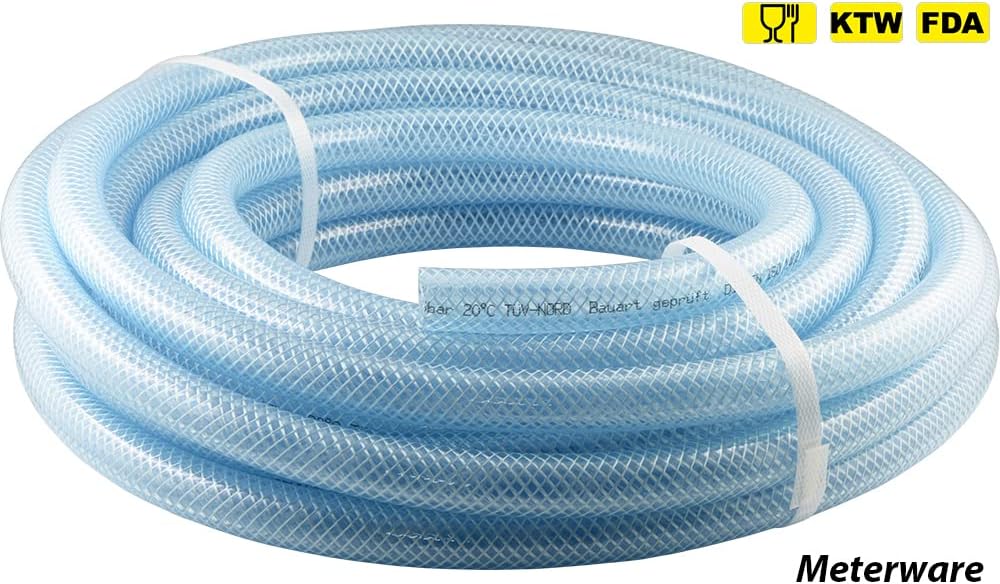 Fittingteile - Meterware PVC-Schlauch mit Gewebeeinlage Lebensmittelqualität Trinkwasser Druckluft W