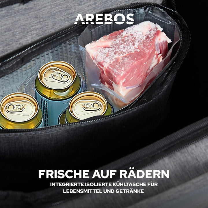 Arebos 3in1 Einkaufstrolley | Trolley gross 56 Liter | Einkaufswagen mit Kühlfach | Einkaufstasche m
