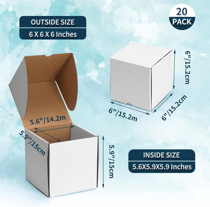 EYMPEU 20 Stück 15,3 x 15,3 x 15,3 cm Weisse Versandkarton, Kartons für kleine Gegenstände, Spielzeu