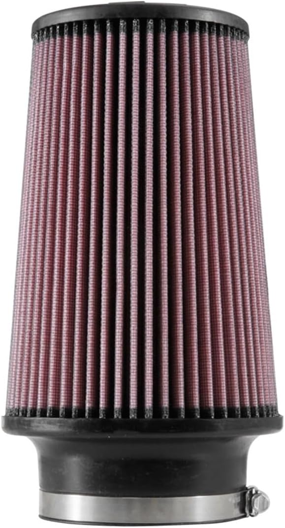 K&N RE-0870 Waschbarer und wiederverwendbarer KFZ und Motorrad Gummi Universalluftfilter Rot