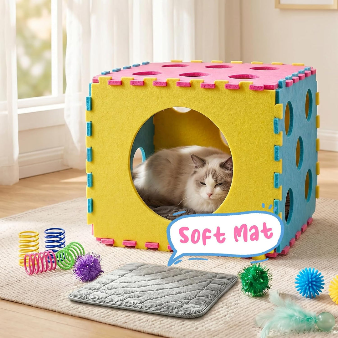 CENOVE 41 Stück interaktives Katzenspielzeug Set für Wohnungskatzen – inklusive weicher Matte, katze