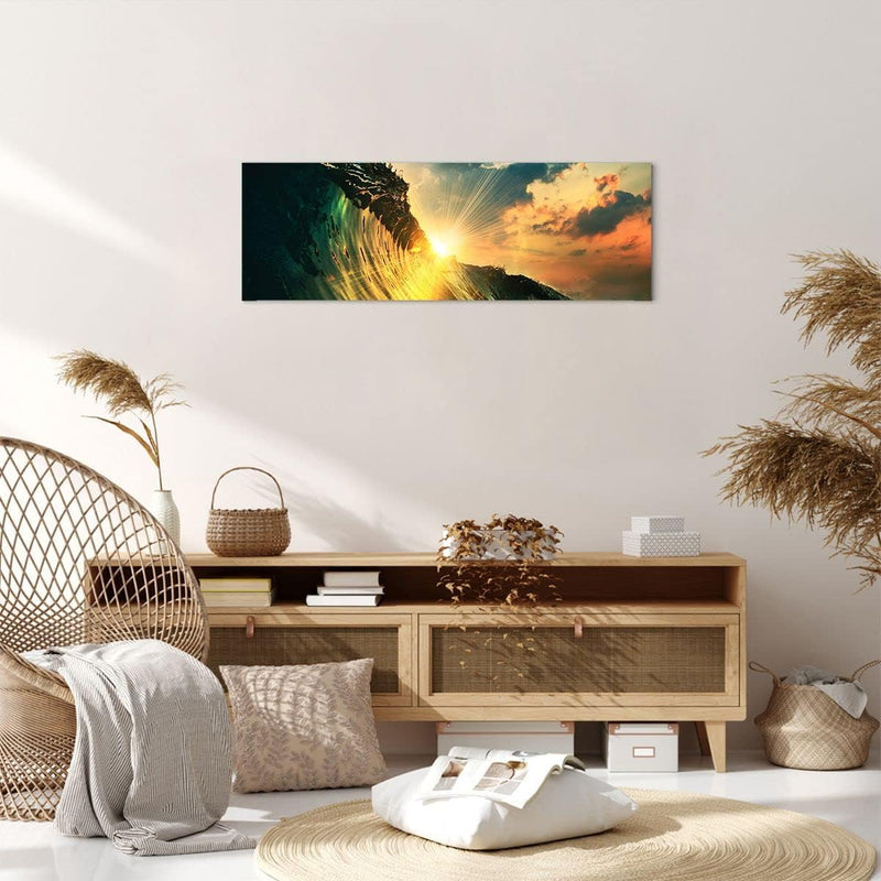 Panorama Bilder auf Leinwand Meer Welle Wasser Leinwandbild 90x30cm Wandbilder Dekoration Wohnzimmer