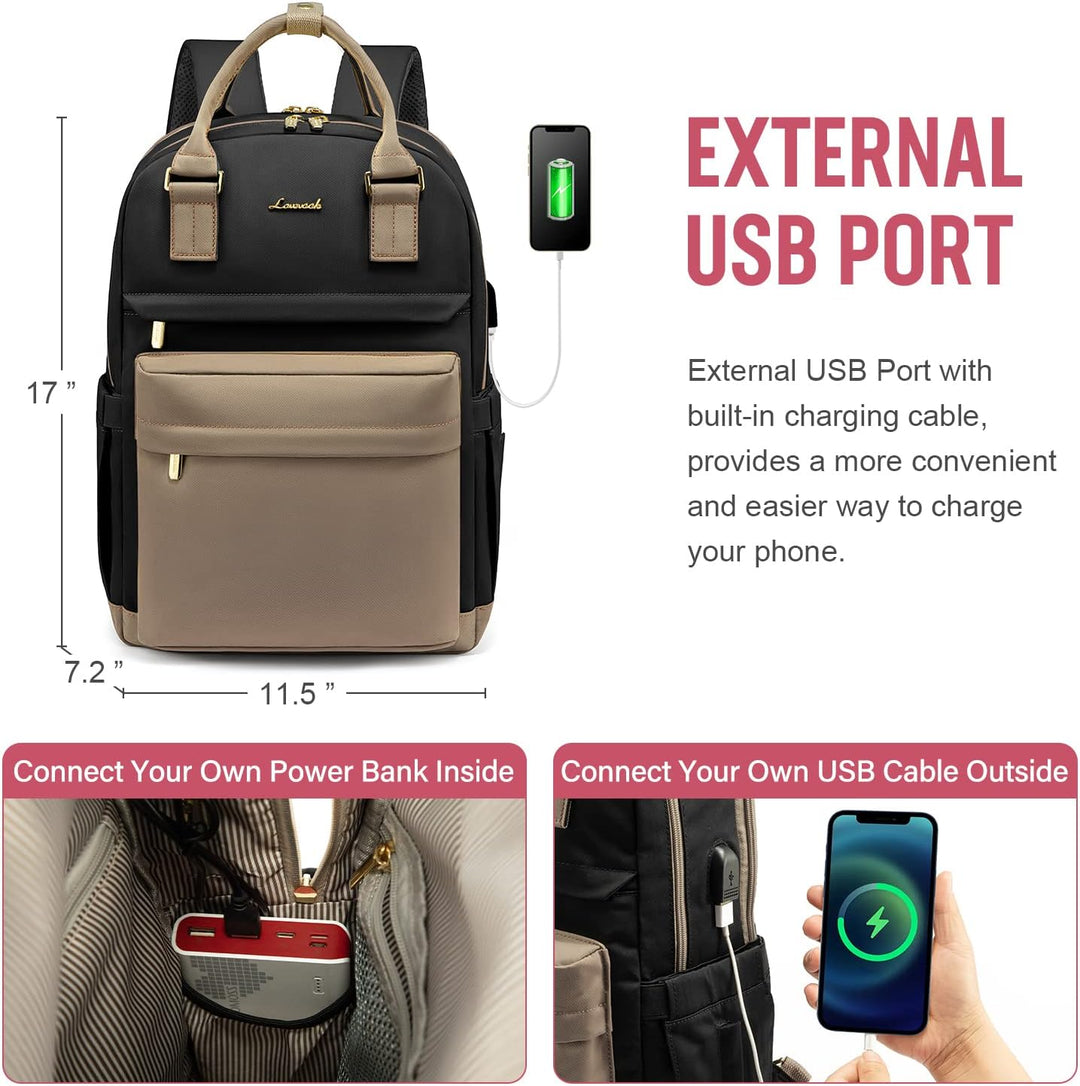 LOVEVOOK Rucksack Damen, 15,6 Zoll Laptop Rucksack Schulrucksack Mädchen Teenager mit Laptopfach, Wa