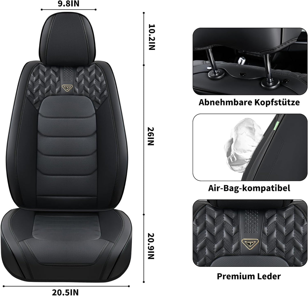 FLORICH Autositzbezüge Komplettset 5 Stück Vorder und Rücksitzbezüge PU-Leder Universel Auto Wasserd