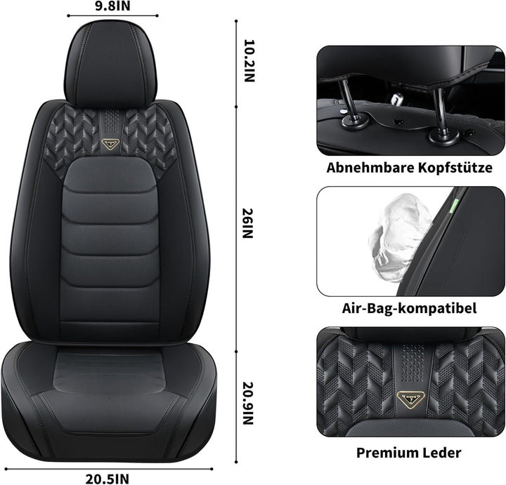 FLORICH Autositzbezüge Komplettset 5 Stück Vorder und Rücksitzbezüge PU-Leder Universel Auto Wasserd