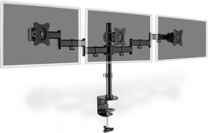 DIGITUS Befestigungskit Spannbefestigung für Tisch 2 Gelenkarme 3 Monitore Schwarz Bildschirmgrösse: