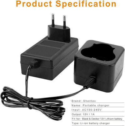 Shentec 12V Lithium akku Ladegerät für Black & Decker Ladegerät BL1110 BL1310 BL1510 LB12 LBX12 LBXR