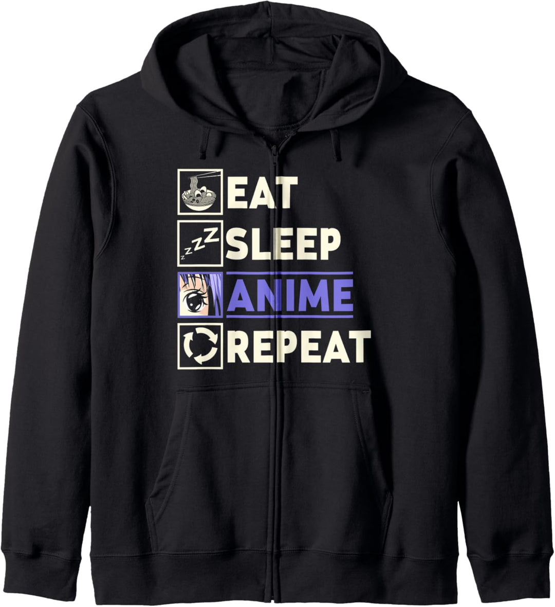 Essen Schlafen Anime Wiederholen Manga Ramen Lustiges Anime Kapuzenjacke