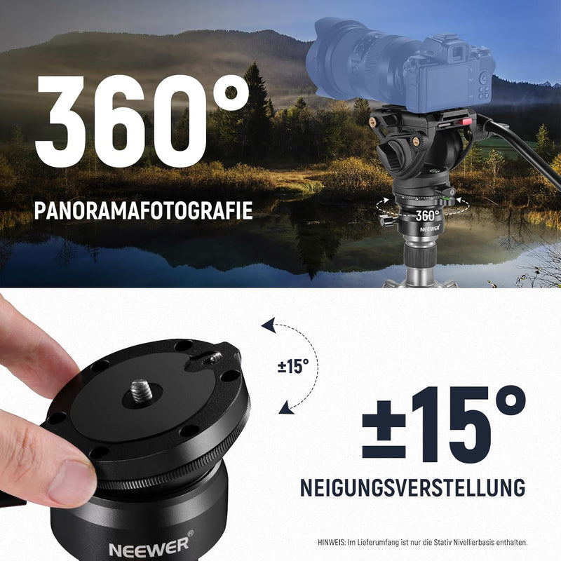 NEEWER Stativ Nivellierungsbasis (⌀50mm) Kamera Nivellierer, Wasserwaage, Aluminium Einstellplatte m