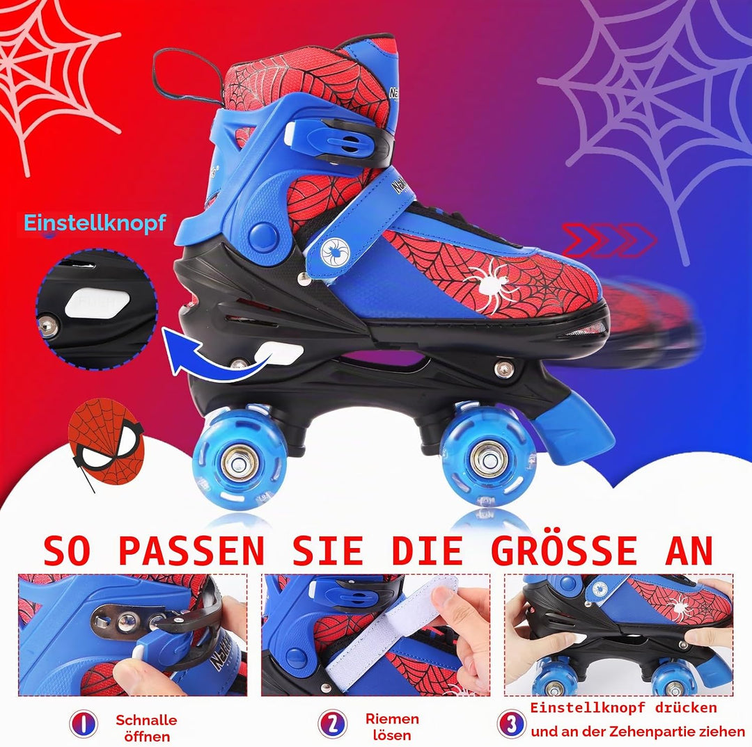 Nattork Kinder Rollschuhe für Jungen und Mädchen, 4 Grössen verstellbar, Quad Skates mit leuchtenden