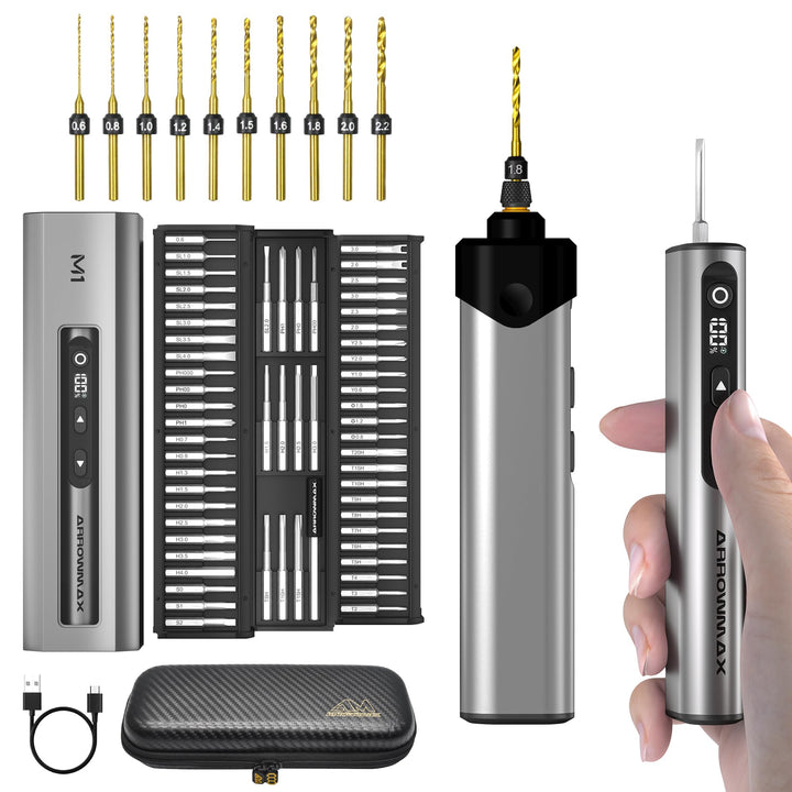 ARROWMAX Elektrischer Schraubendreher &amp; Bohrer Set, 2-in-1 Präzisions-Akkuschrauber, 10kgf.cm Drehmo