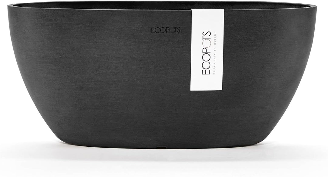 Ecopots Pflanzschale Sofia Dunkel Grau - 30 x 13 cm oval gross - Pflanzentopf aus Recycling Kunststo