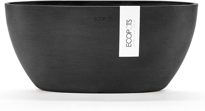 Ecopots Pflanzschale Sofia Dunkel Grau - 30 x 13 cm oval gross - Pflanzentopf aus Recycling Kunststo