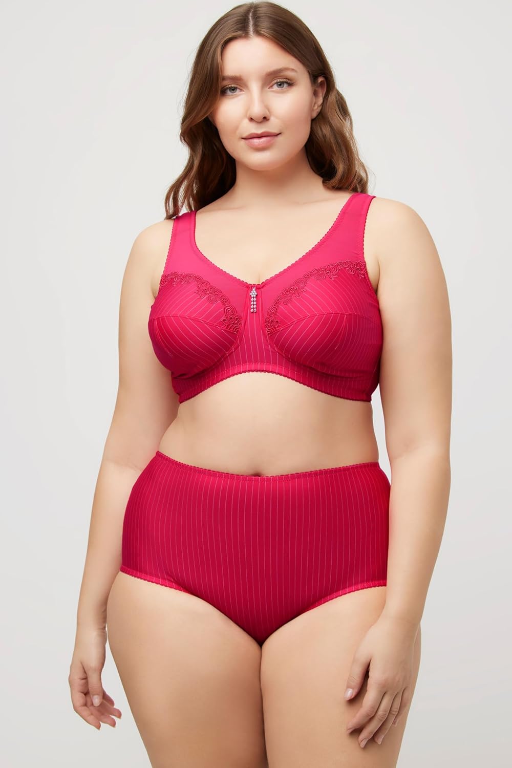Ulla Popken Damen Entlastungs-BH, Ohne Bügel, Strassanhänger, Cup C - G Bra (1er Pack) 100C Sorbet P