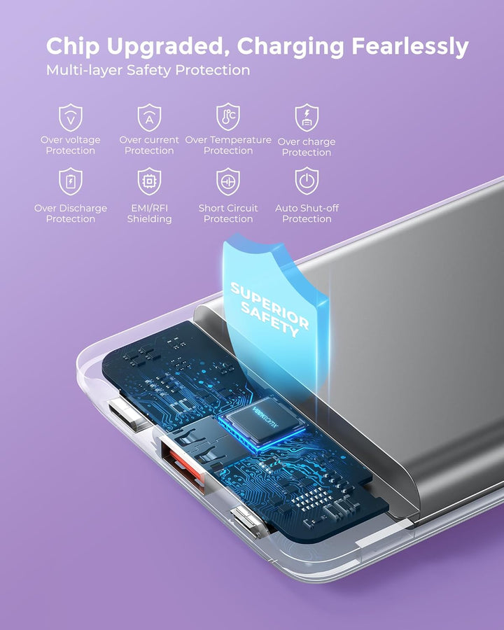 VEEKTOMX Powerbank 10000mAh Power Bank Klein Aber Stark 22.5W Mini Power Bank PD3.0 QC3.0 USB C Exte