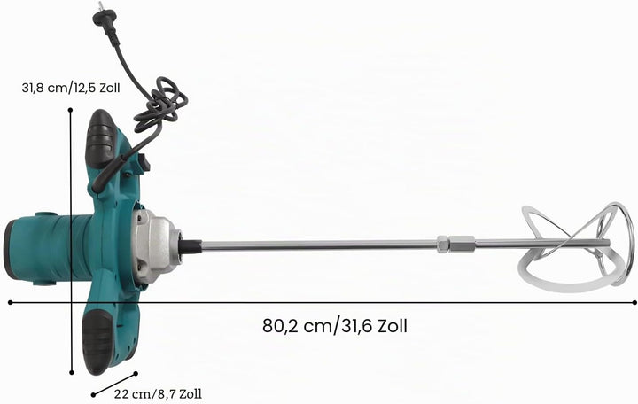 Mörtelrührer 2100W, Profi Rührwerk Handrührwerk Betonmischer 6-Gang einstellbar Betonrührer für Zeme