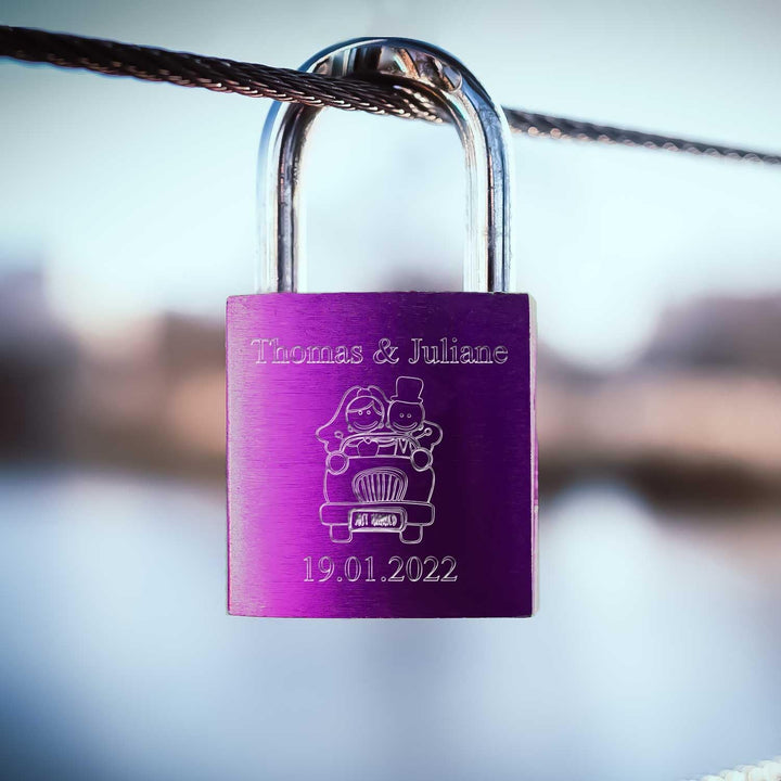 GRAVURZEILE Liebesschloss mit Gravur und Schlüssel - Personalisiertes Schloss - Personalisierte Gesc