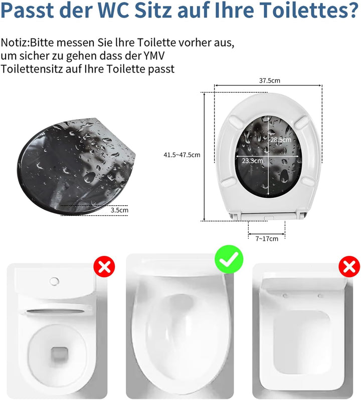 Toilettendeckel mit Absenkautomatik, WC Sitz mit Absenkautomatik Oval Form klodeckel Einfache Reinig