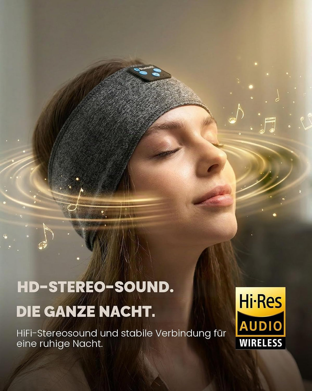 Schlafkopfhörer Bluetooth, Schlafkopfhörer Stirnband Weich Elastisch Bequem Bluetooth Stirnband Kopf