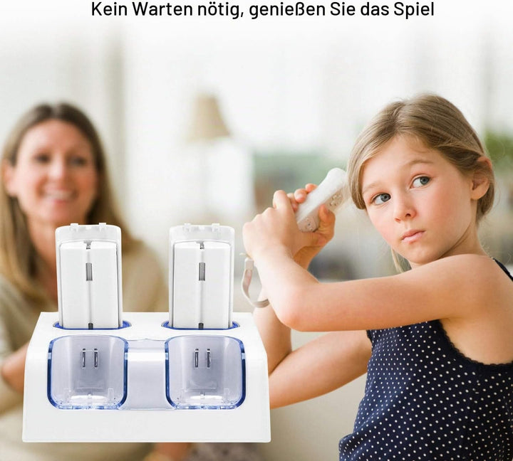 Remote Ladegerät für 2 Wii Controller mit 4 Akkus,TechKen Ladestation für WII Fernbedienung für Wii