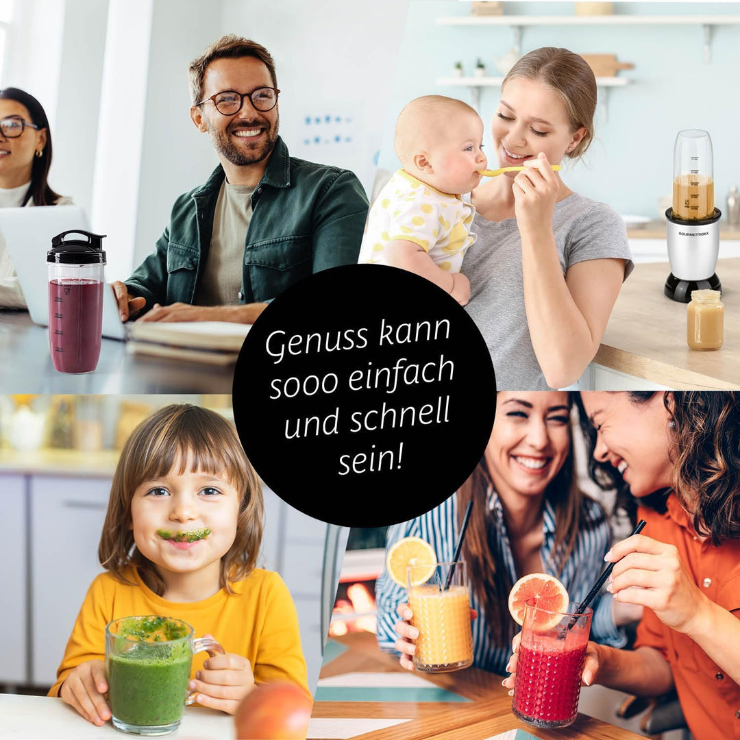 GOURMETmaxx Nutrition Mixer | Smoothie Maker - 4-tlg. | Standmixer mit grossem 700-ml-Mixbecher & To