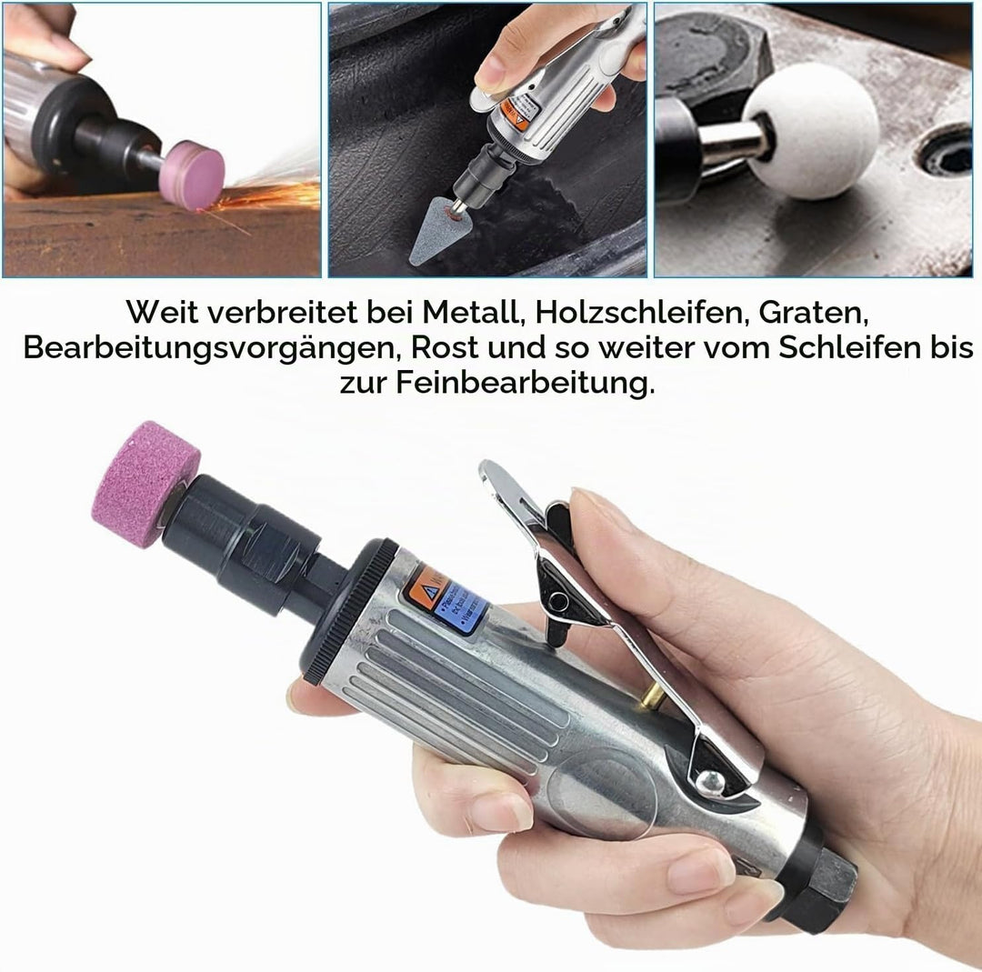 Druckluftschleifer-Set für Schleifen und Polieren, Mini Druckluft Poliermaschine, Stabschleifer Druc
