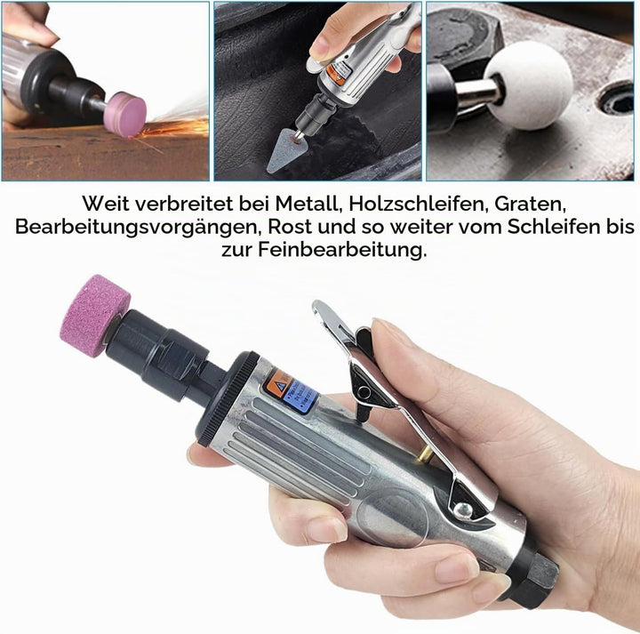 Druckluftschleifer-Set für Schleifen und Polieren, Mini Druckluft Poliermaschine, Stabschleifer Druc