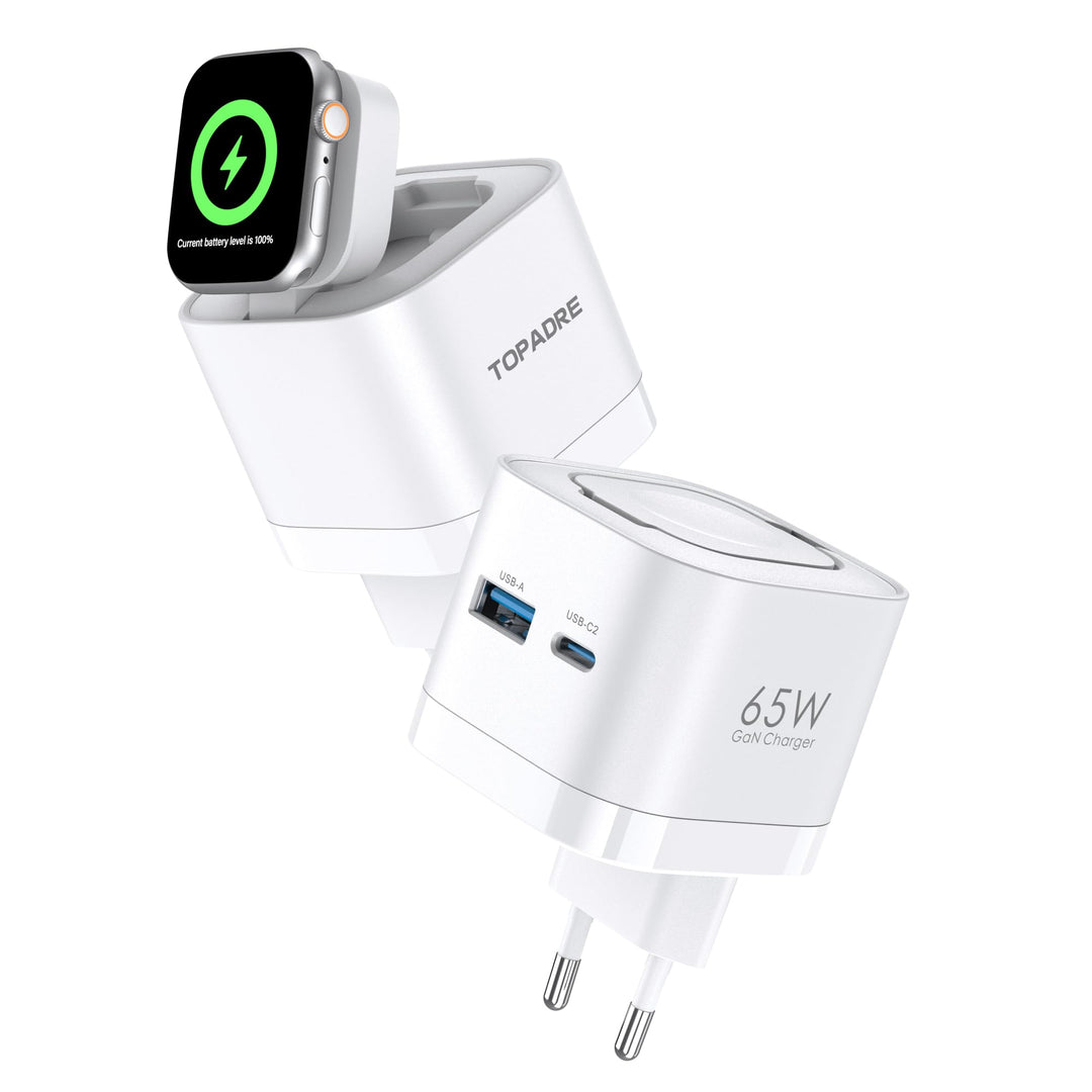 65W USB C Ladegerät für Apple Watch, 3 in 1 65W USB C iPhone Ladegerät PD 3.0 Schnellladegerät für i