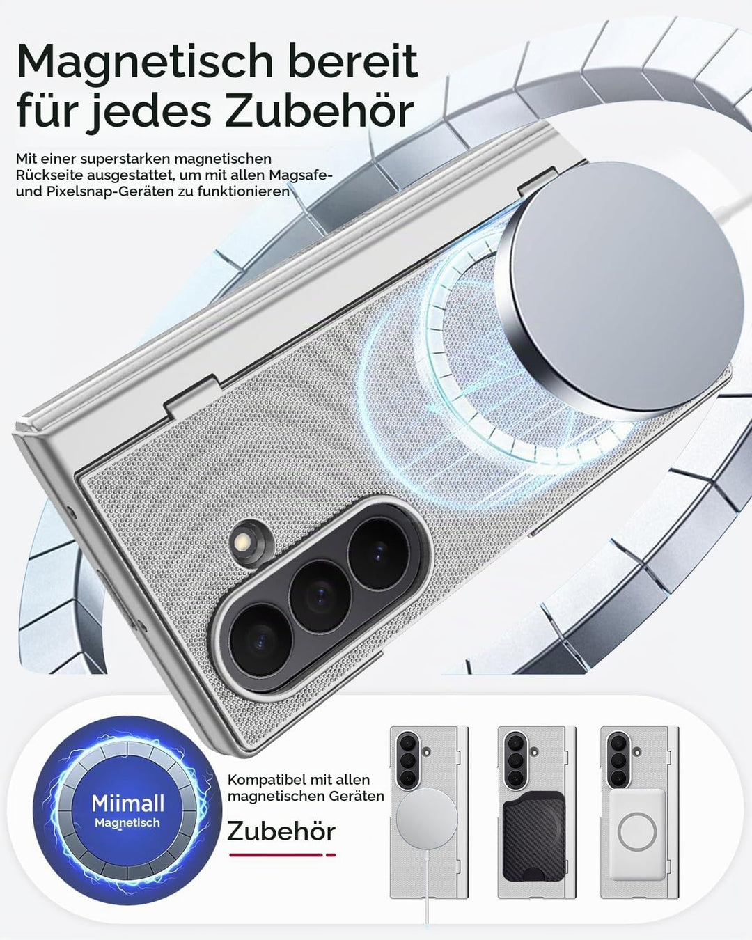 Miimall Kompatibel mit Samsung Galaxy Z Fold 7 Hülle mit Mag-Safe, [HD Displayschutz] Ultradünn PC S