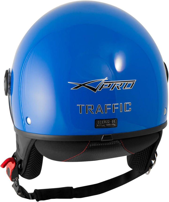 Motorradhelm Motorrad Roller Jet Helm Innensonnenblende 2 Viser SonicMoto 57-58 cm ( M) Blau, 57-58