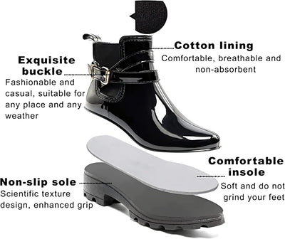 Gummistiefel Damen Kurz Chelsea Boots Stiefeletten Wasserdicht Rutschfest Regenstiefel Damen Gummist