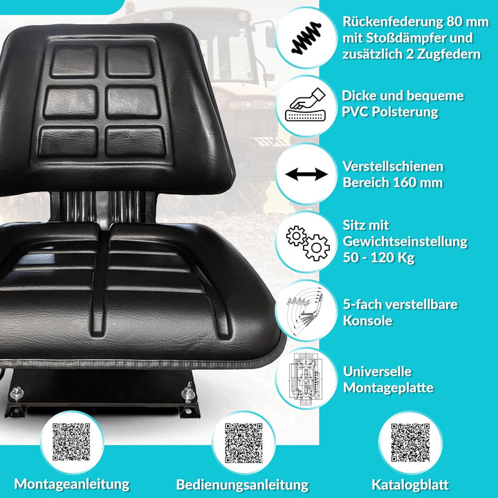 KLARA SEATS Schleppersitz Traktorsitz Trecker Sitz Oldtimer passend CASE IHC A Familie 323 353 383 4