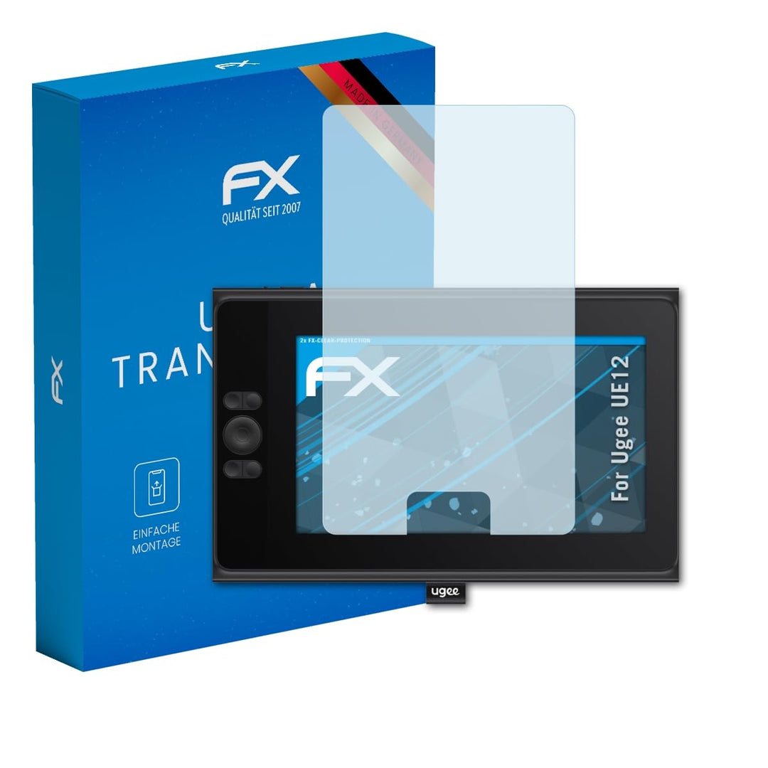 atFoliX Schutzfolie kompatibel mit Ugee UE12 Folie, ultraklare FX Displayschutzfolie (2X) FX-Clear —