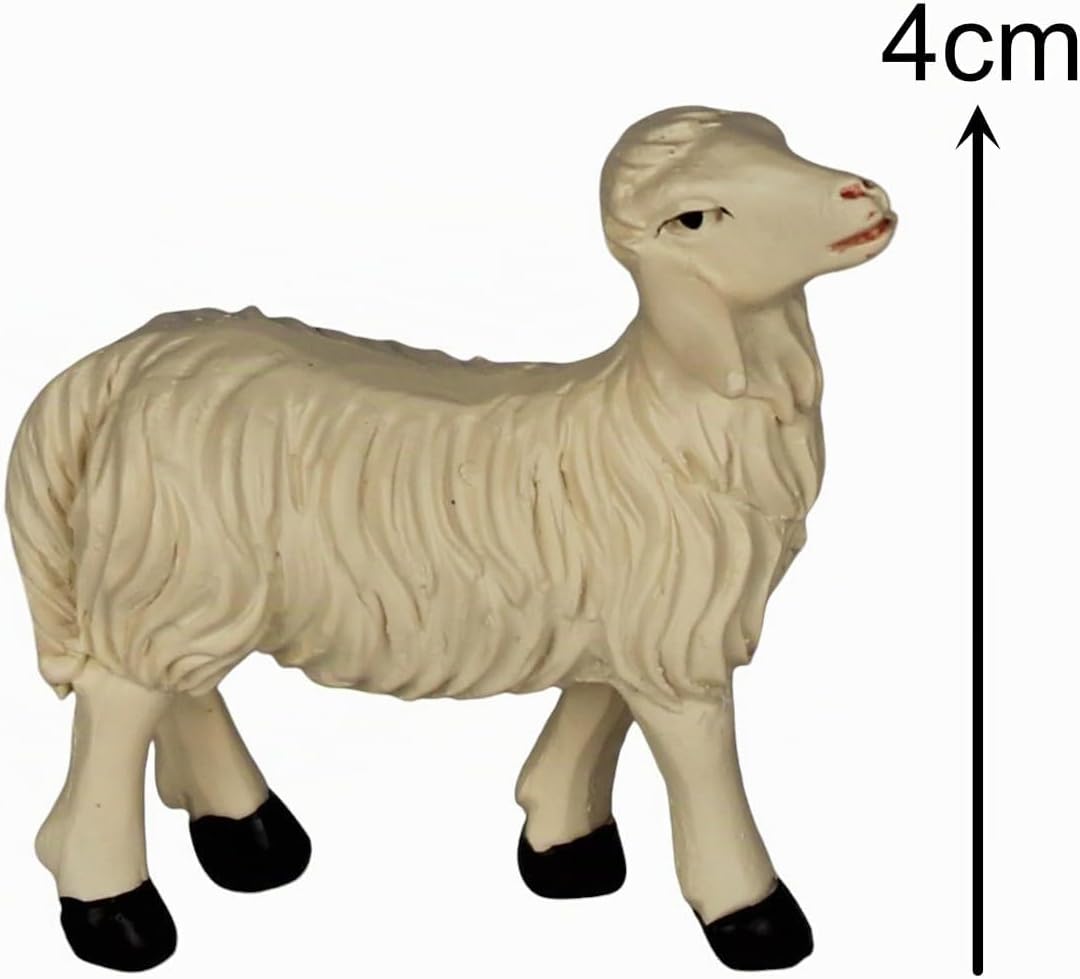 ZICOM Krippenzubehör Tiere Schafset ca. 4cm 6-TLG. Polyresin handbemalt