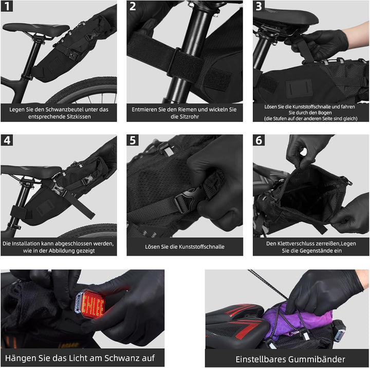 Fahrrad Satteltasche - 5.8 L Wasserdicht Fahrradtasche, Fahrradsitz Tasche, Fahrradsatteltaschen für