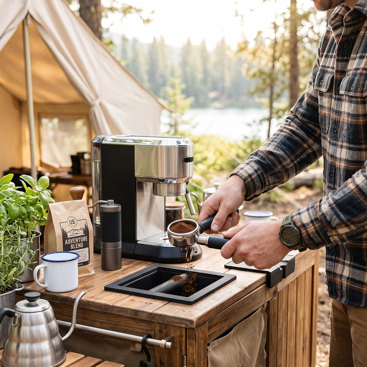 Kaffee-Klopfbox, Edelstahl-Klopf-Satzbox Eingebettete Satzbox Kaffeegeräte Kleiner Kaffeesatzeimer m