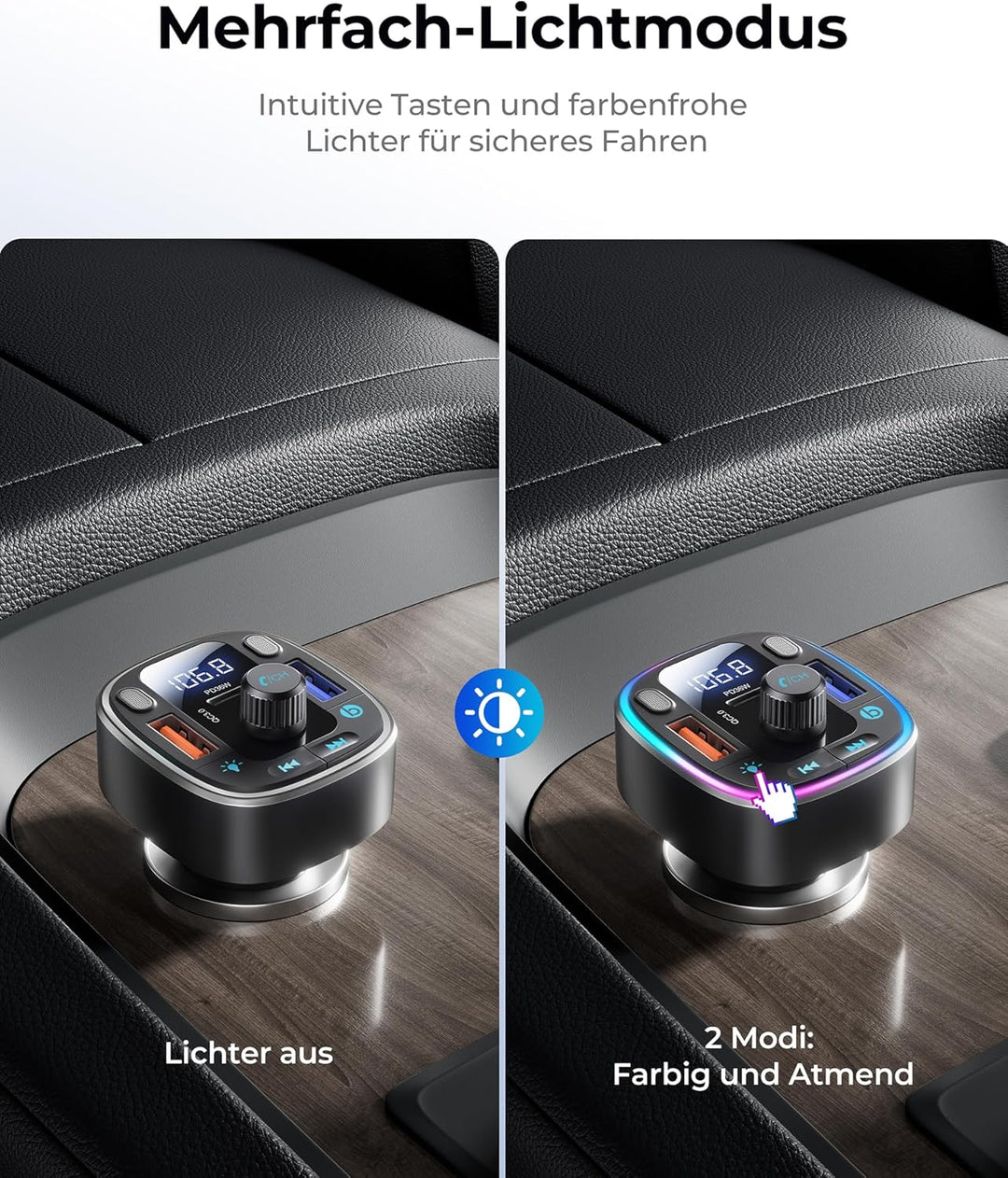 LENCENT FM Transmitter Auto Bluetooth 5.4, 54 W Auto Bluetooth Adapter, Dual USB-Anschlüsse Schnelll