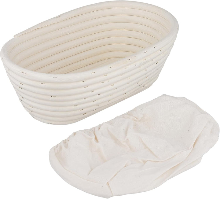 2 Stück Ovaler Brotgärkorb 25x15x8 cm, ovalen Banneton-Gärkörben mit Leineneinsatz, Natürlicher Ratt