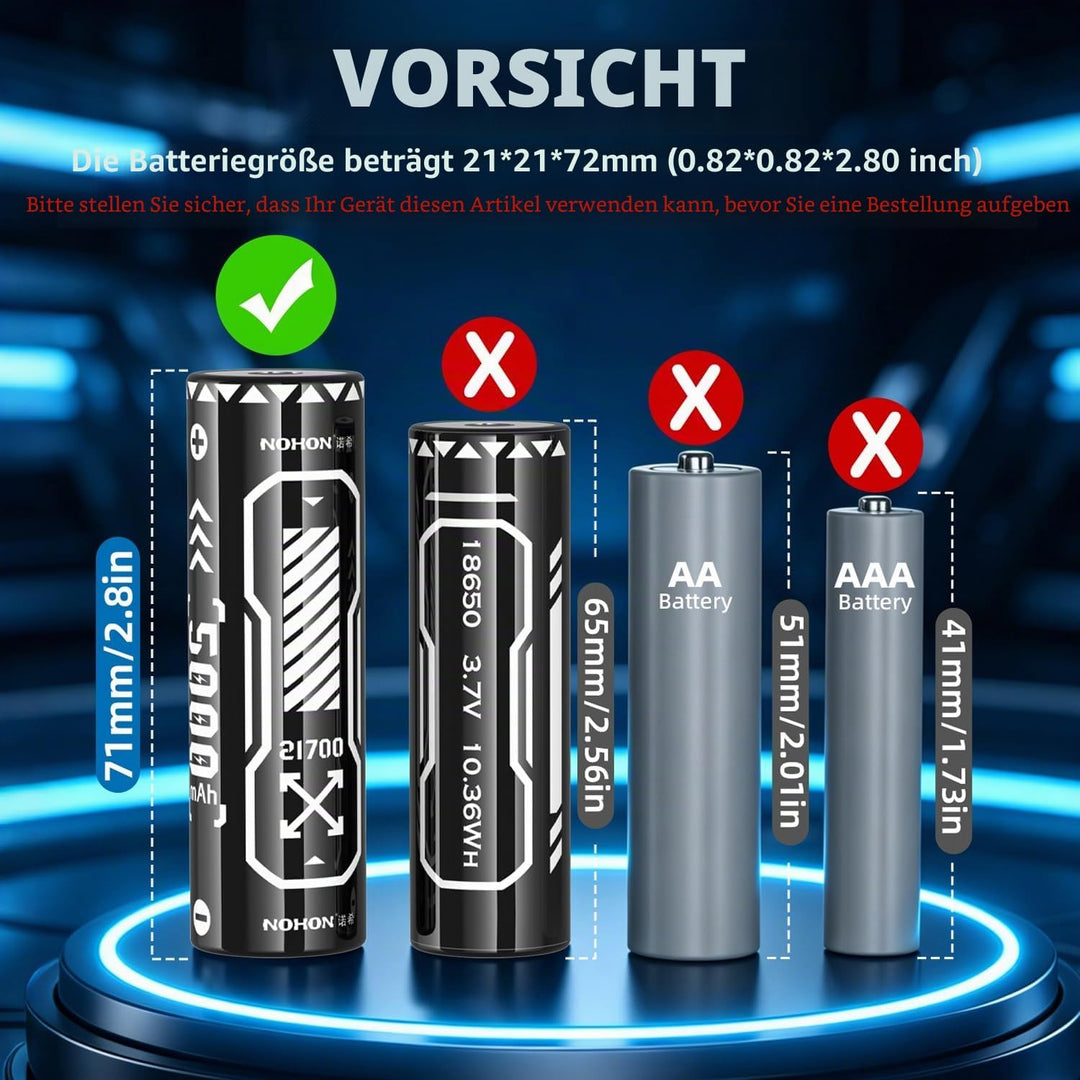 21,700-Akku und Universal-Ladegerät | 5000mAh 18Wh für Elektrische oder Automatische Geräte, 3,6 V/3