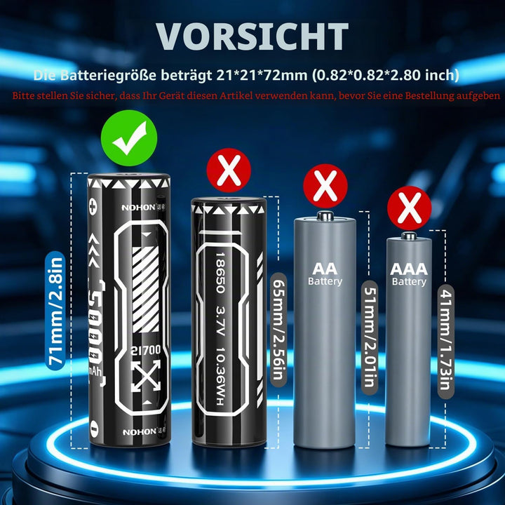 21,700-Akku und Universal-Ladegerät | 5000mAh 18Wh für Elektrische oder Automatische Geräte, 3,6 V/3