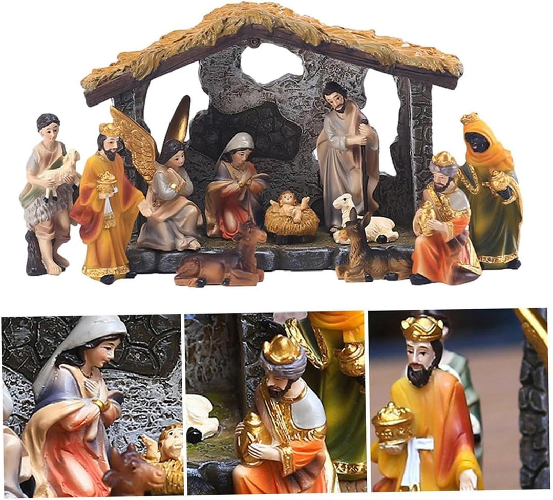 Krippe Figuren Set Weihnachten Mini Traditionelles Harz Jesus Geburtsdekorationen 1Set, Krippe Figur