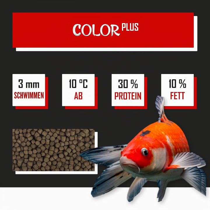 Tanoshi Koifutter - Color Plus 5 kg 3mm | Schwimmendes Allein-Koifutter für Intensive Farbentwicklun
