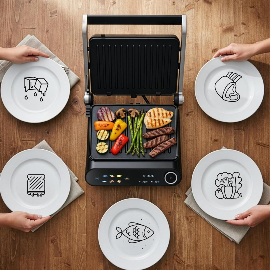 LEHMANN Kontaktgrill, 2200 W, Tischgrill 180° aufklappbar - Grillfläche bis 1320 cm², Abnehmbare Ant