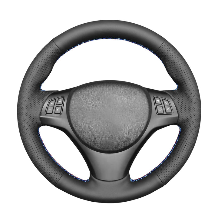 MEWANT Lenkradbezug für Sport M3 E90 E91 E92 E93 E87 E81 E82 E88 X1 E84 Schwarz Kunstleder Auto Lenk