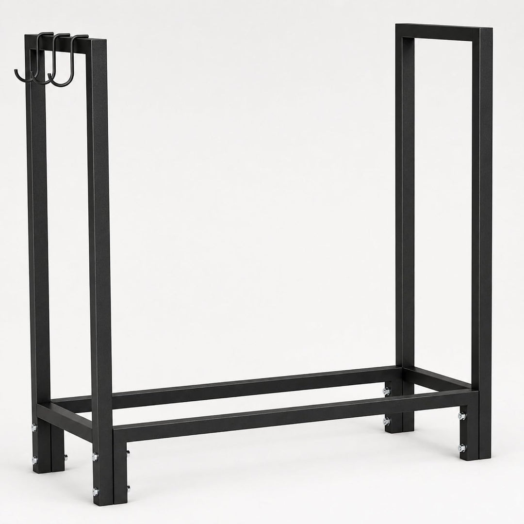 SCHMIDT security tools Kaminholzregal 77 x 30 x 76 cm Brennholzregal aus Stahl Schwarz Kaminholzstän