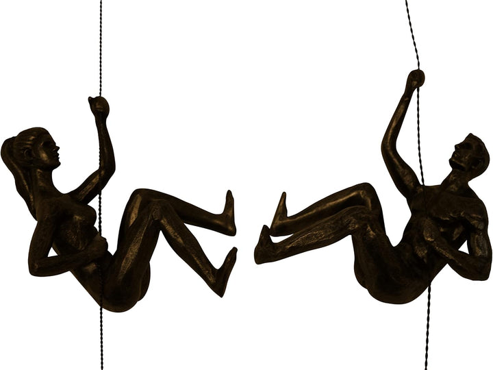 2 x grosse Kletterer, 1 x männlicher und 1 x weiblicher Wandbehang, zum Aufhängen an Draht, Ornament