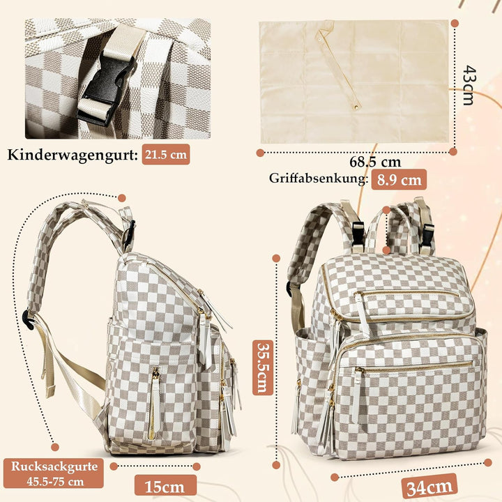 MISSFONG Baby Wickelrucksack Wickeltasche, Leder Wickelrucksack Gross Babytaschen Rucksack Lässig mi
